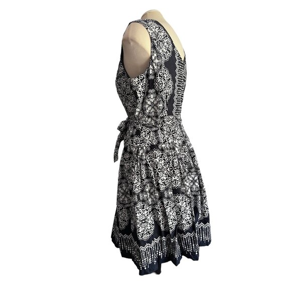 Robbie Bee Paisley Sleeveless Belted Dress Sz 14 (Large) Womens Navy Blue - Picture 6 of 12